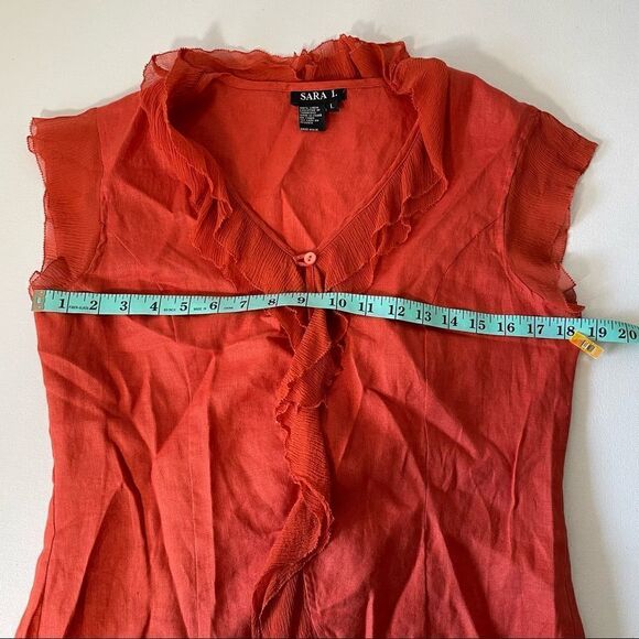 Sara I. Linen sleeveless blouse in Terra cotta L - Picture 4 of 11